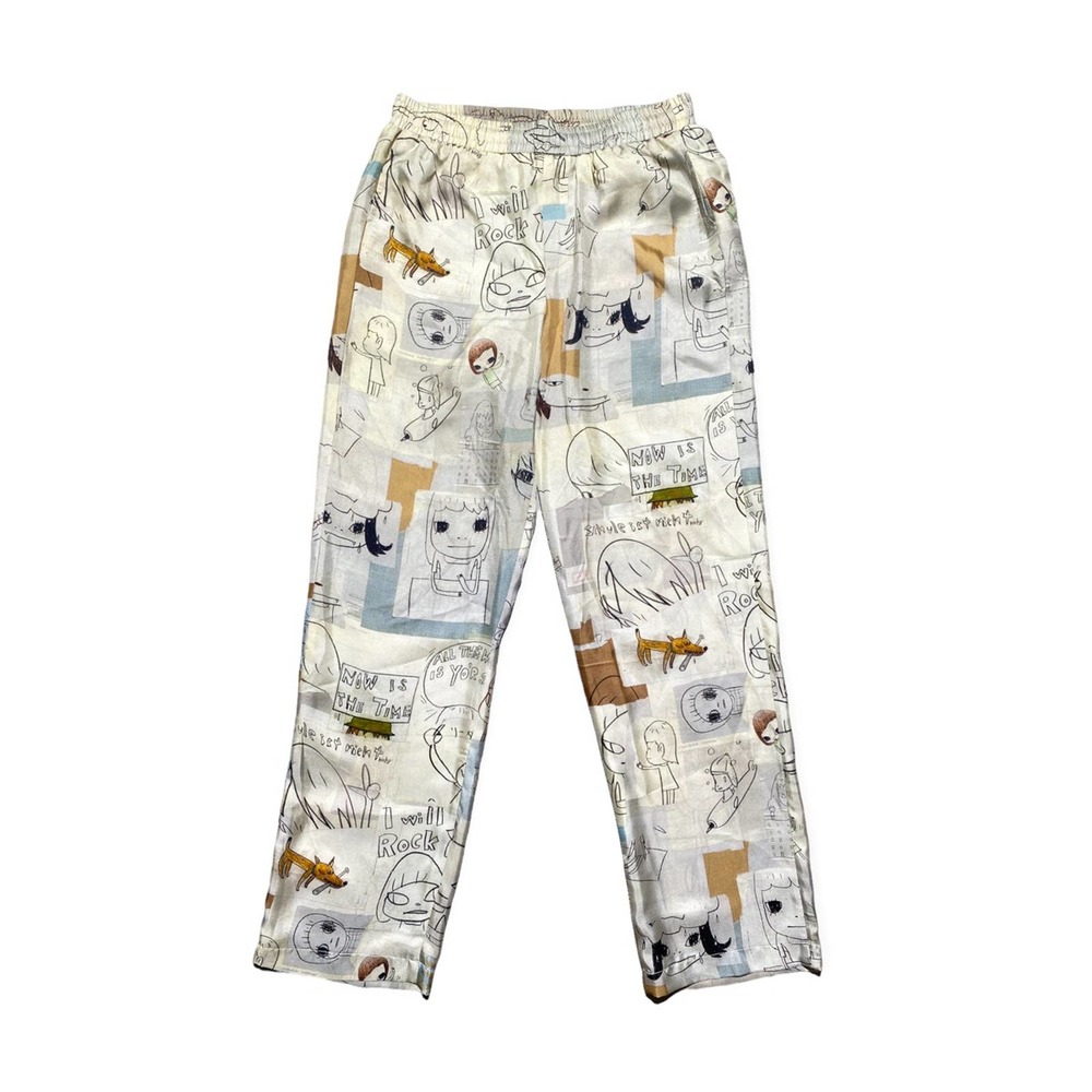 Yoshitomo Nara silk graphic drawing pants